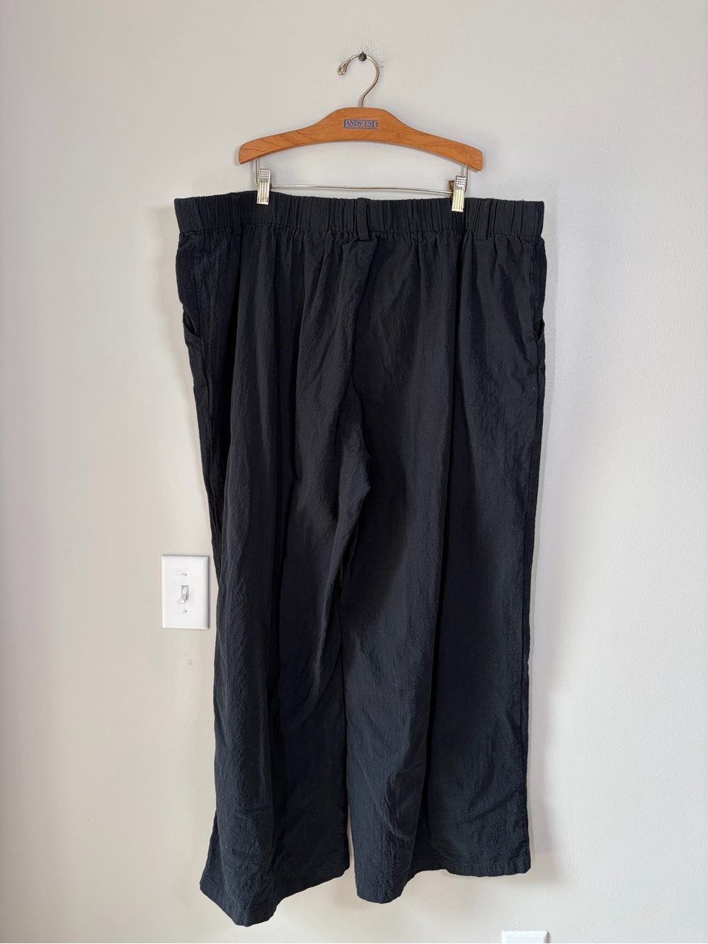Halara Black High Waisted Pocket Wide Leg Flowy Casual Cotton Plus Size Pants - Picture 6 of 11